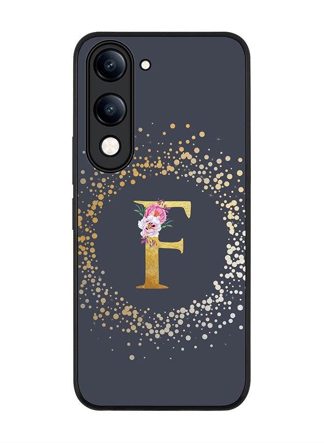 For vivo Y29s 5G / Y19s 5G Case,Slim fit Camera Protection, Shockproof Thin Phone cover  - Custom Monogram Floral - F  (Grey )